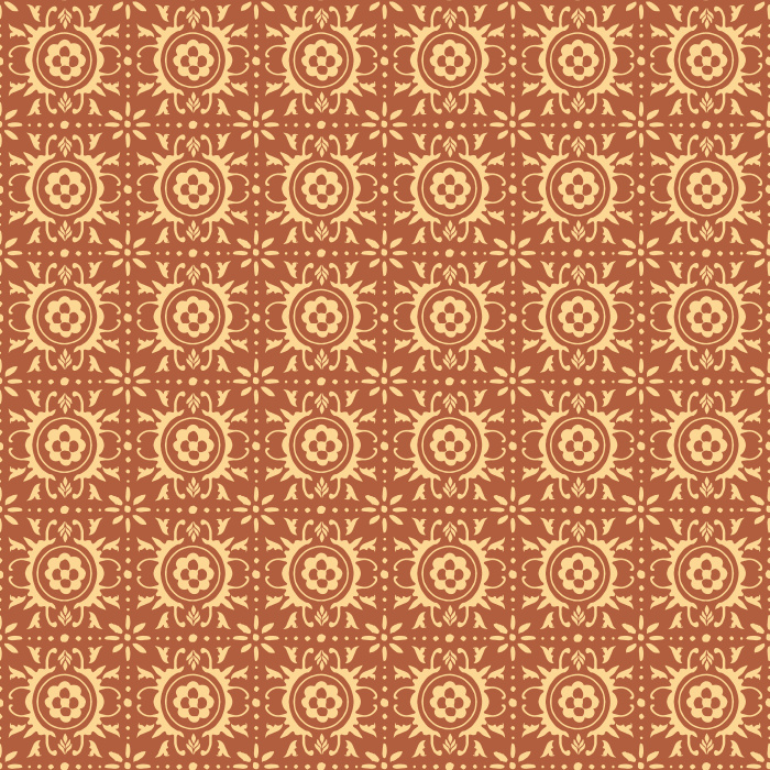 Spanish Tiles Wallpaper features a classic Mediterranean-inspired floral tile motif in warm tan and cream, bringing old-world charm to any space.