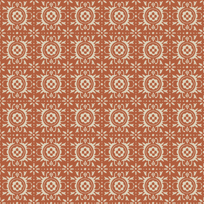 Spanish Tiles Wallpaper features a classic Mediterranean-inspired floral tile motif in warm tan and cream, bringing old-world charm to any space.