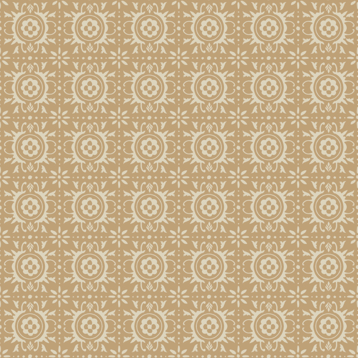 Spanish Tiles Wallpaper features a classic Mediterranean-inspired floral tile motif in warm tan and cream, bringing old-world charm to any space.