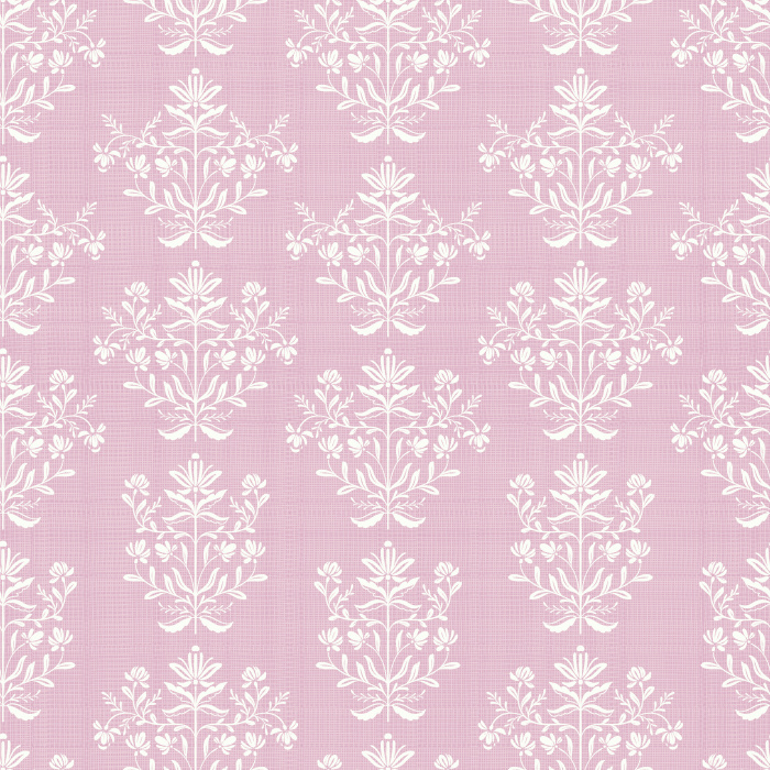 Dewdrop Bells Wallpaper features a repeating vintage floral motif in soft taupe against a rich chocolate brown background, evoking timeless elegance.