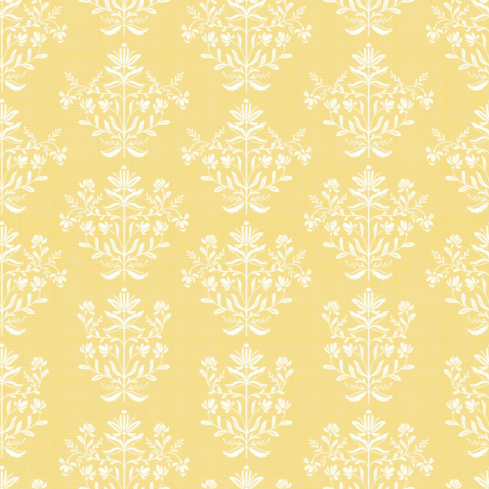 Dewdrop Bells Wallpaper features a repeating vintage floral motif in soft taupe against a rich chocolate brown background, evoking timeless elegance.