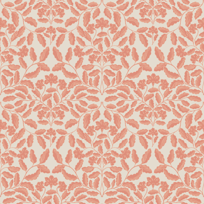 Hibiscus Glow Wallpaper showcases a richly layered floral motif with hibiscus-inspired blooms in warm taupe for a refined and organic look.