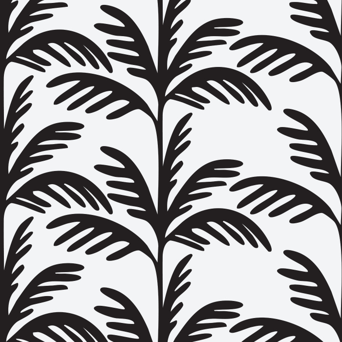 Warm Palms Wallpaper brings a bold, tropical-inspired aesthetic with oversized palm leaf silhouettes in terracotta against a muted blush pink background.