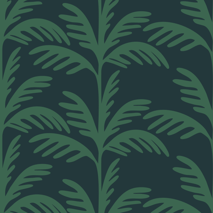 Warm Palms Wallpaper brings a bold, tropical-inspired aesthetic with oversized palm leaf silhouettes in terracotta against a muted blush pink background.