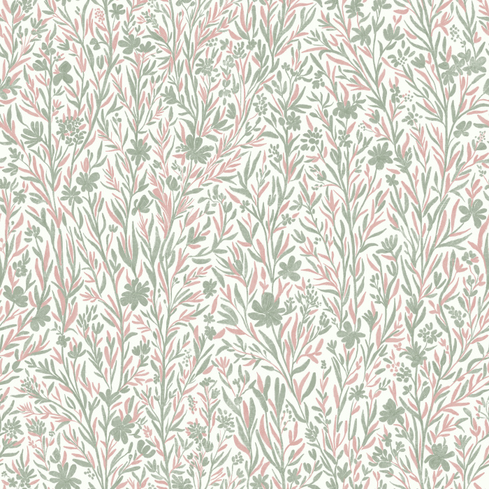 Golden Gossamer Wallpaper features an intricate hand-painted floral pattern in warm golden beige tones with subtle cocoa brown accents.
