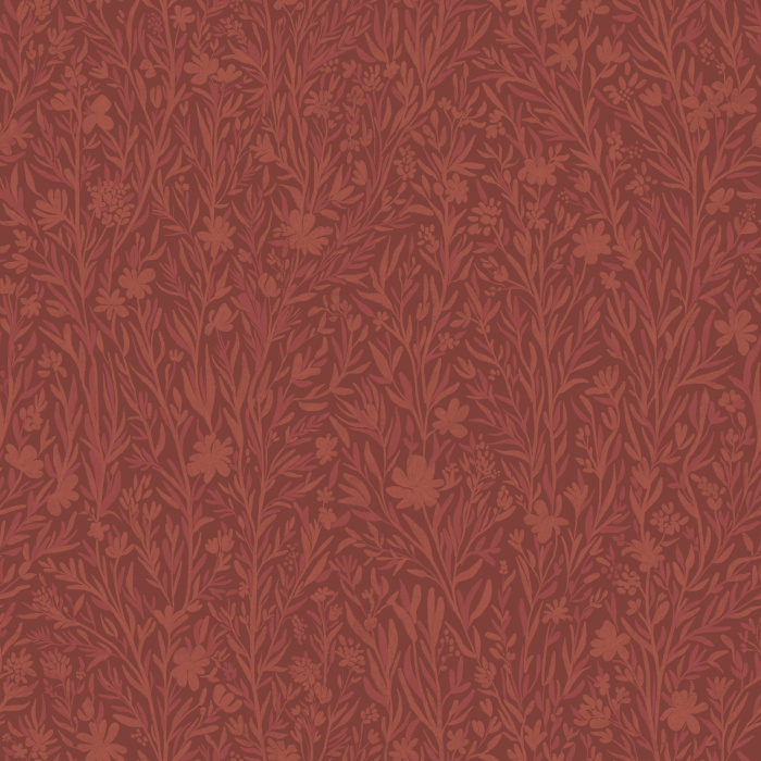 Golden Gossamer Wallpaper features an intricate hand-painted floral pattern in warm golden beige tones with subtle cocoa brown accents.