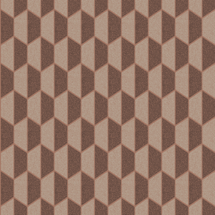 Hexagon Elements Wallpaper features a bold 3D cube-inspired hexagonal pattern in rich, tonal shades of brown, delivering depth and structure.