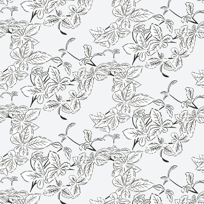 Azure Branch Wallpaper features a refined vine and leaf pattern in soft blue-gray over a warm ivory background.