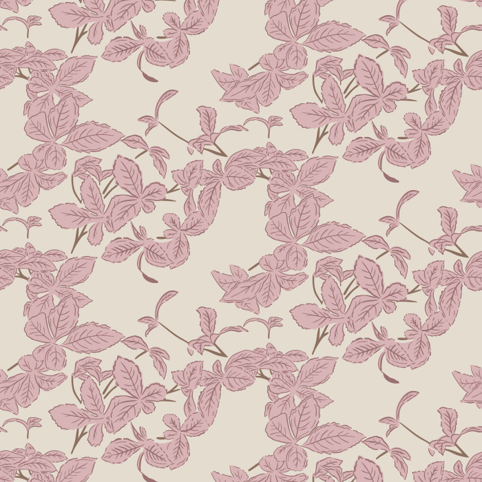 Azure Branch Wallpaper features a refined vine and leaf pattern in soft blue-gray over a warm ivory background.