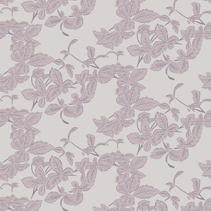 Azure Branch Wallpaper features a refined vine and leaf pattern in soft blue-gray over a warm ivory background.