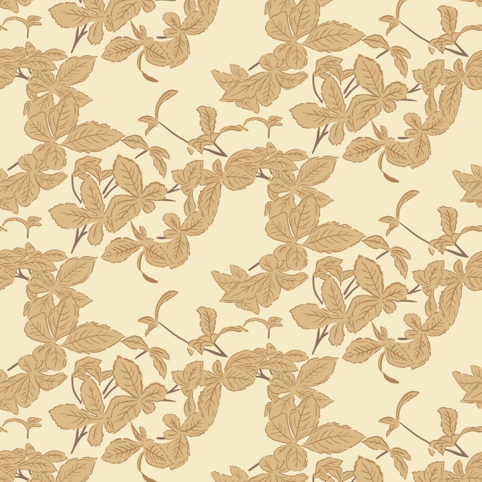 Azure Branch Wallpaper features a refined vine and leaf pattern in soft blue-gray over a warm ivory background.