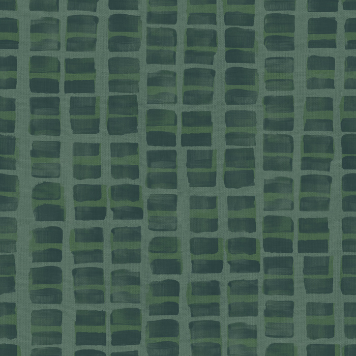 Square Strokes Wallpaper showcases a hand-painted grid of watercolor-style blocks in soft blue and green tones.