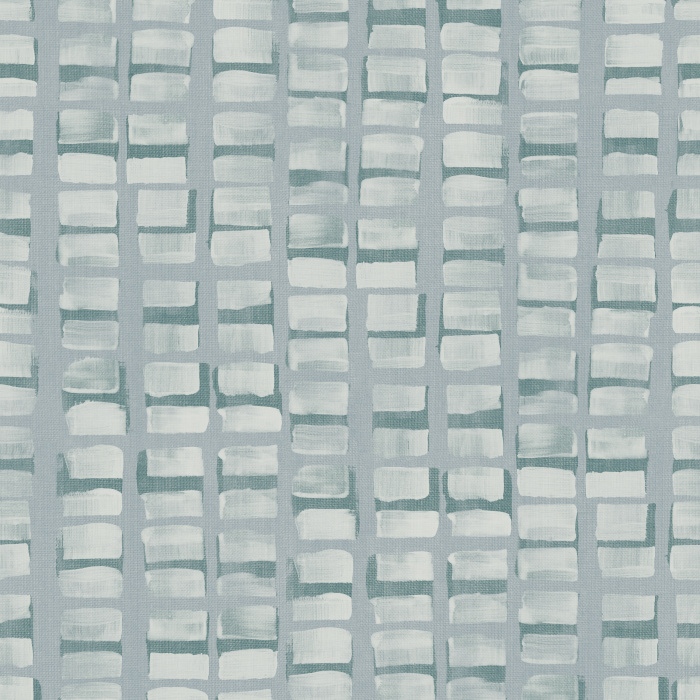 Square Strokes Wallpaper showcases a hand-painted grid of watercolor-style blocks in soft blue and green tones.
