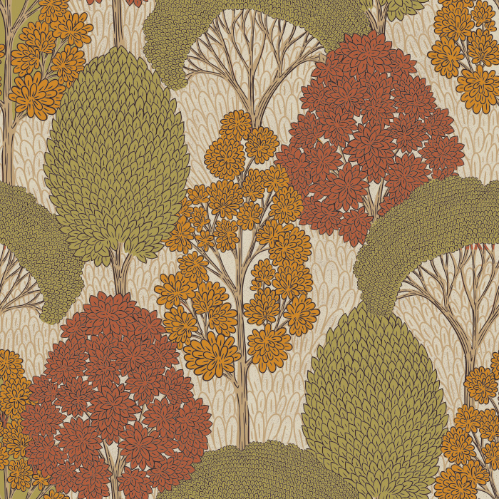 Bring the warmth of the forest indoors with our Tall Trees wallpaper, a nature-inspired woodland design featuring hand-drawn tree silhouettes.