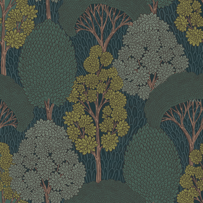 Bring the warmth of the forest indoors with our Tall Trees wallpaper, a nature-inspired woodland design featuring hand-drawn tree silhouettes.