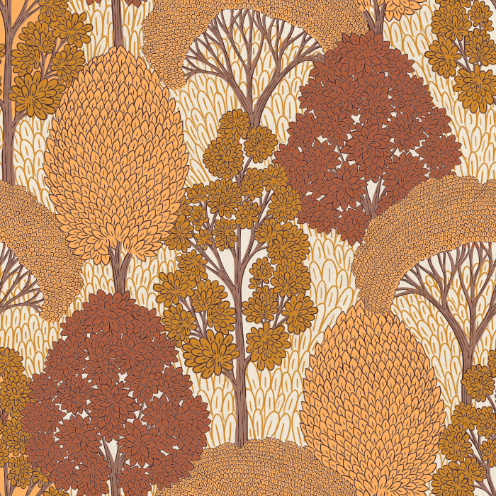 Bring the warmth of the forest indoors with our Tall Trees wallpaper, a nature-inspired woodland design featuring hand-drawn tree silhouettes.