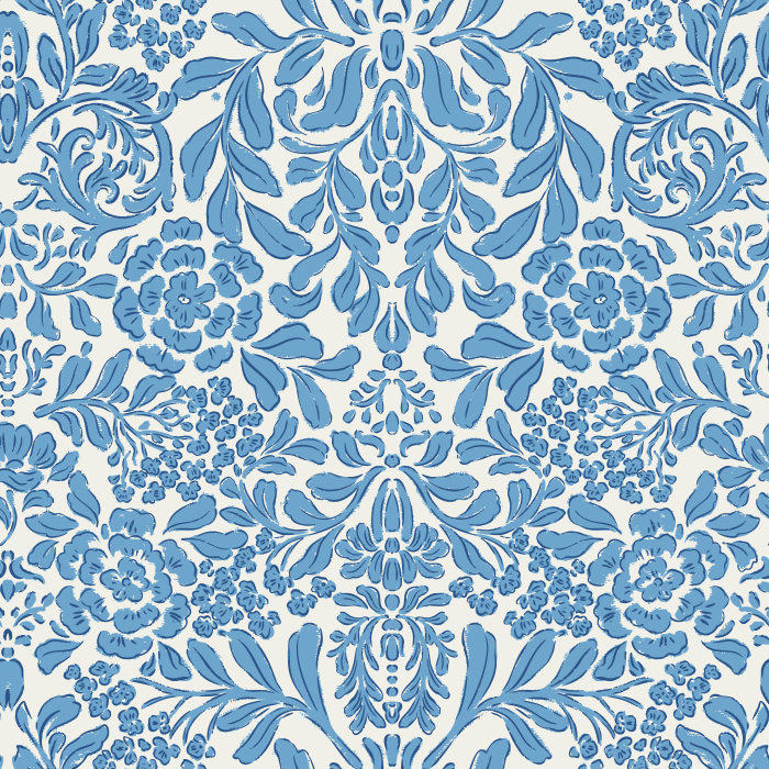 Introduce vintage-inspired elegance to your home with Bell Meadow wallpaper, showcasing an intricate damask floral pattern in a rich mocha brown and taupe color palette.