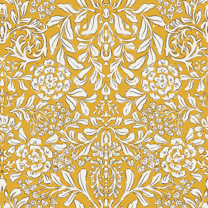 Introduce vintage-inspired elegance to your home with Bell Meadow wallpaper, showcasing an intricate damask floral pattern in a rich mocha brown and taupe color palette.