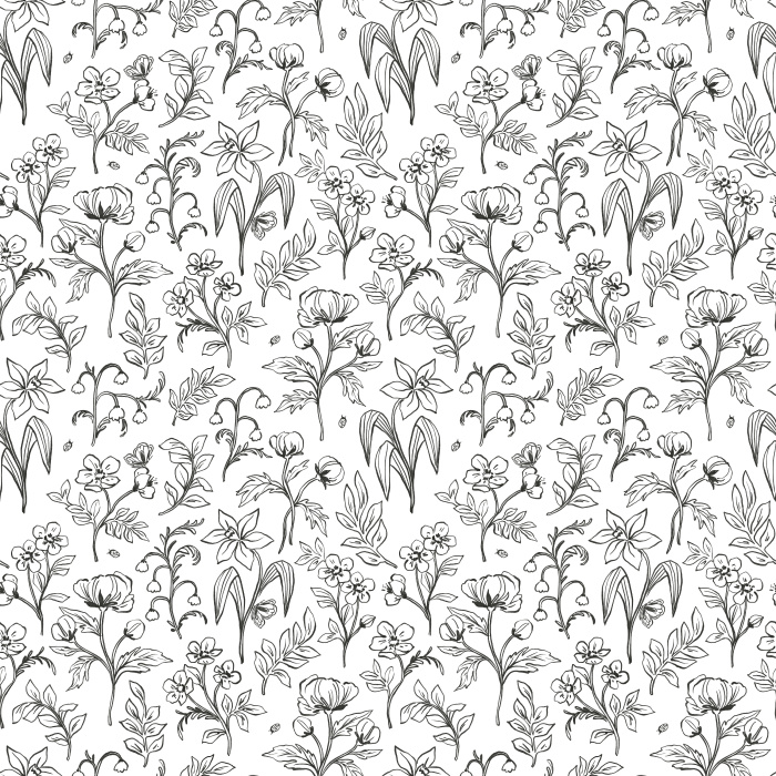 Brighten your home with the delicate charm of Sketched Wildflora wallpaper, featuring hand-drawn wildflower and botanical line art in soft taupe on a crisp white background.