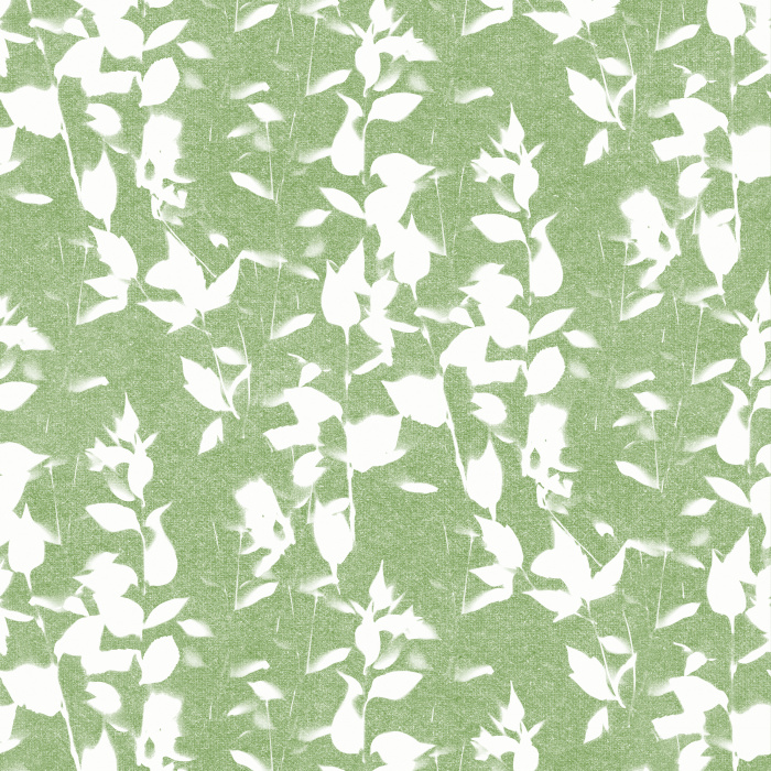 Infuse your space with effortless organic beauty using Botanical Echo wallpaper, showcasing a soft, repeating silhouette leaf pattern in warm taupe on a fresh white background.