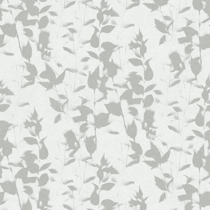 Infuse your space with effortless organic beauty using Botanical Echo wallpaper, showcasing a soft, repeating silhouette leaf pattern in warm taupe on a fresh white background.