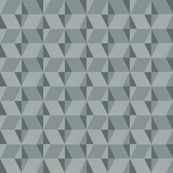 Add bold dimension to your room with Earthy Geometric wallpaper, showcasing a striking mid-century-inspired geometric pattern in deep charcoal, warm brown, and muted blue tones.