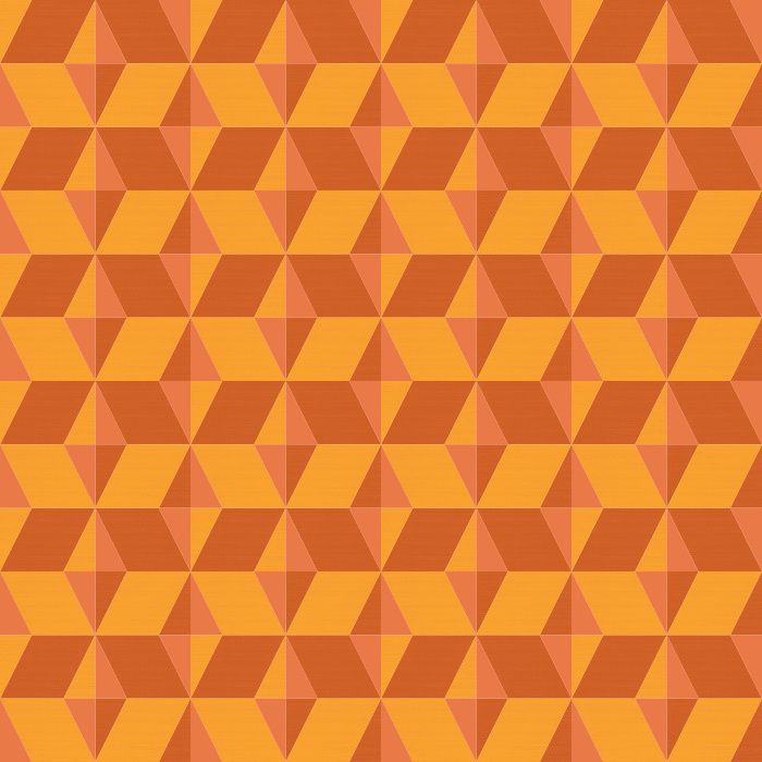 Add bold dimension to your room with Earthy Geometric wallpaper, showcasing a striking mid-century-inspired geometric pattern in deep charcoal, warm brown, and muted blue tones.