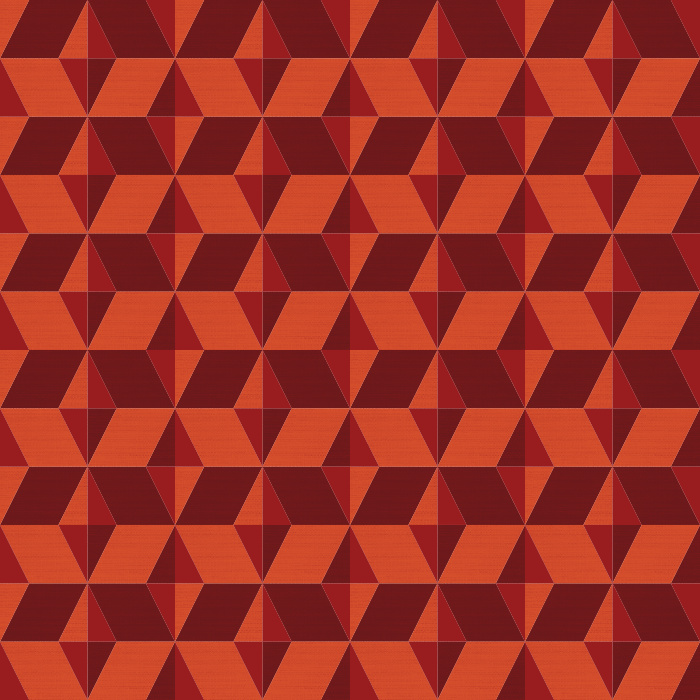 Add bold dimension to your room with Earthy Geometric wallpaper, showcasing a striking mid-century-inspired geometric pattern in deep charcoal, warm brown, and muted blue tones.