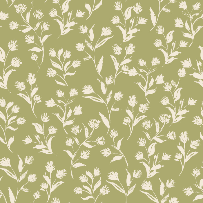 Create a warm, welcoming atmosphere with Golden Flourish wallpaper, featuring a charming botanical sprig pattern in soft cream on a golden brown background.