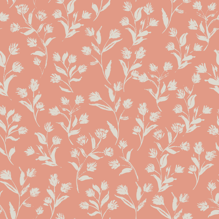 Create a warm, welcoming atmosphere with Golden Flourish wallpaper, featuring a charming botanical sprig pattern in soft cream on a golden brown background.