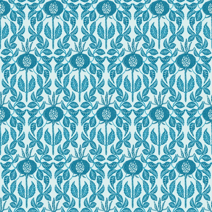 Infuse your home with artisanal charm using Rosehip Blockprint wallpaper, featuring hand-drawn rosehip florals in earthy red and sage green on a warm cream background.