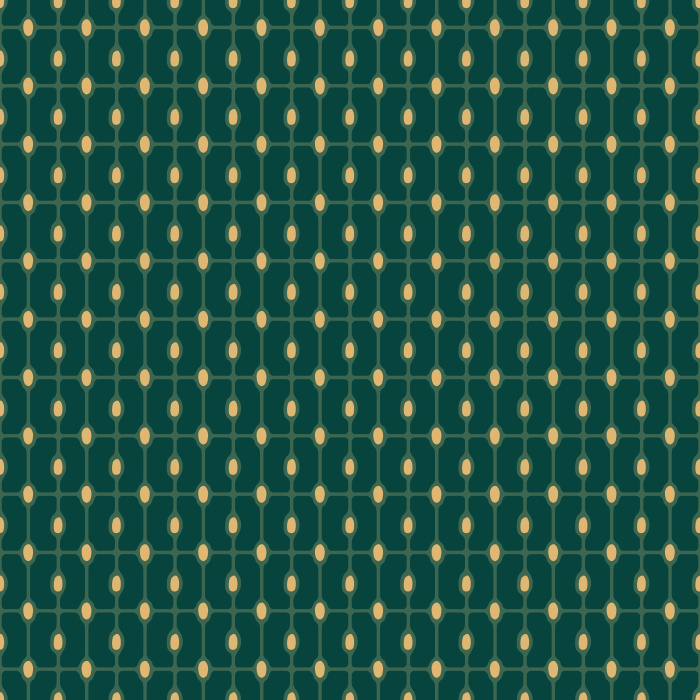Add a touch of timeless sophistication to your interiors with Gridded Deco wallpaper, featuring a classic art deco-inspired geometric grid in muted gold on a rich navy blue background.
