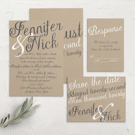 Elegant Kraft Wedding Invitations