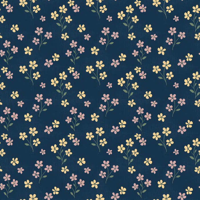 Add a sweet touch of whimsy to your space with Petal Parade wallpaper, featuring charming hand-drawn floral sprigs in soft blush pink and golden yellow on a warm cream background.