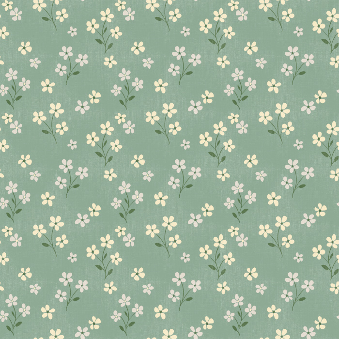 Add a sweet touch of whimsy to your space with Petal Parade wallpaper, featuring charming hand-drawn floral sprigs in soft blush pink and golden yellow on a warm cream background.