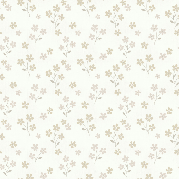 Add a sweet touch of whimsy to your space with Petal Parade wallpaper, featuring charming hand-drawn floral sprigs in soft blush pink and golden yellow on a warm cream background.