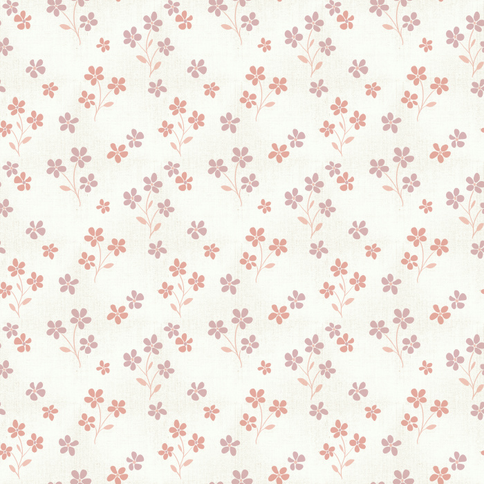 Add a sweet touch of whimsy to your space with Petal Parade wallpaper, featuring charming hand-drawn floral sprigs in soft blush pink and golden yellow on a warm cream background.