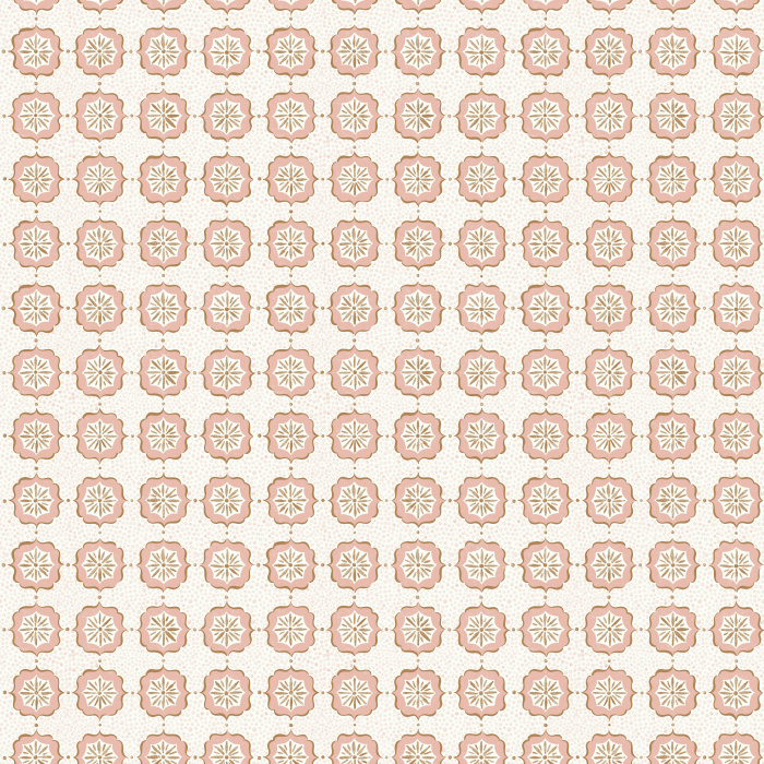 Starlet Lace wallpaper features a delicate geometric medallion pattern with soft, lace-inspired motifs in light green and cream tones, adding vintage-modern charm.