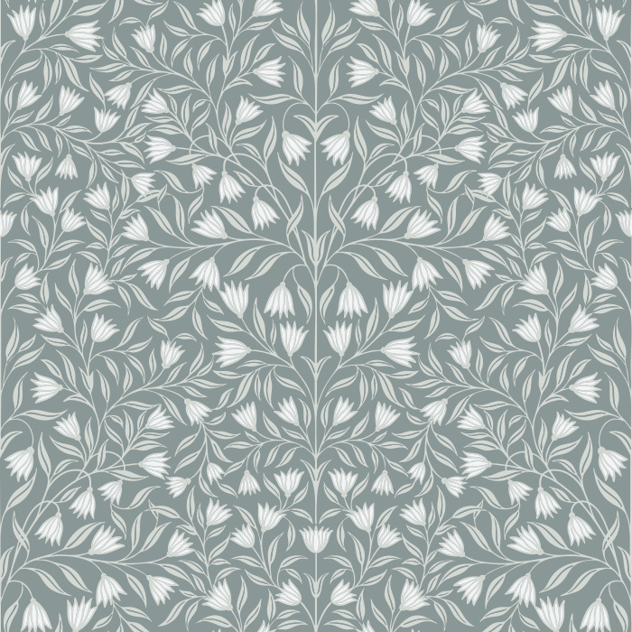 Garden Charm wallpaper brings a fresh, botanical touch with a lively pattern of hand-drawn pink florals and olive green leaves on a soft cream background.