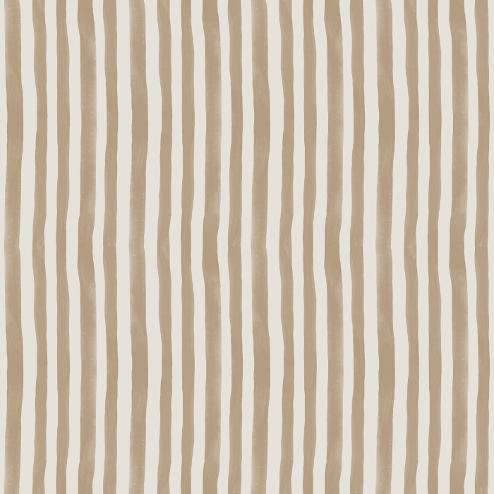 Handpainted Stripes wallpaper features playful, irregular vertical stripes in a warm blush pink and cream palette, adding a whimsical, artistic touch to any space.