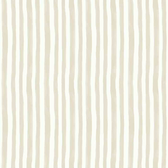 Handpainted Stripes wallpaper features playful, irregular vertical stripes in a warm blush pink and cream palette, adding a whimsical, artistic touch to any space.