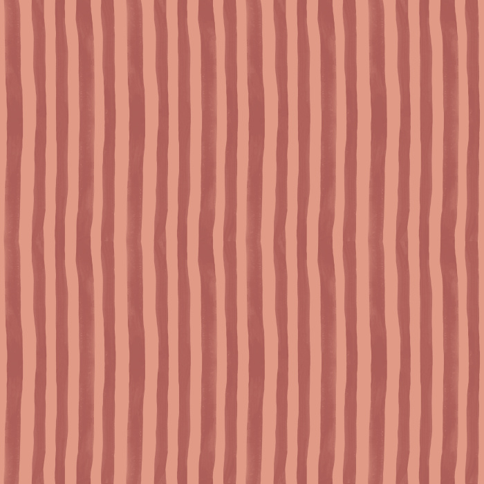 Handpainted Stripes wallpaper features playful, irregular vertical stripes in a warm blush pink and cream palette, adding a whimsical, artistic touch to any space.