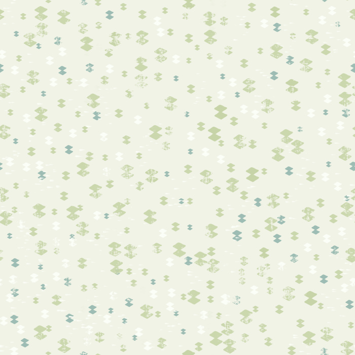 Dotty Diamonds wallpaper features playful blue and yellow dotted diamond motifs scattered across a soft white background, bringing cheerful, modern style to any nursery.