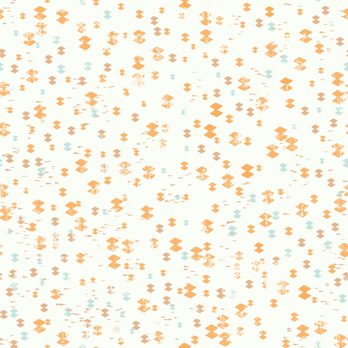 Dotty Diamonds wallpaper features playful blue and yellow dotted diamond motifs scattered across a soft white background, bringing cheerful, modern style to any nursery.