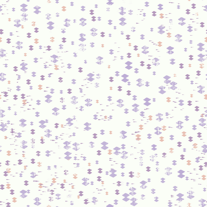 Dotty Diamonds wallpaper features playful blue and yellow dotted diamond motifs scattered across a soft white background, bringing cheerful, modern style to any nursery.