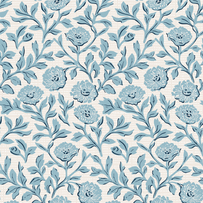 Woodcut Floral wallpaper features a detailed, vintage-inspired floral pattern in soft mauve and cream, evoking the charm of hand-carved woodblock prints.