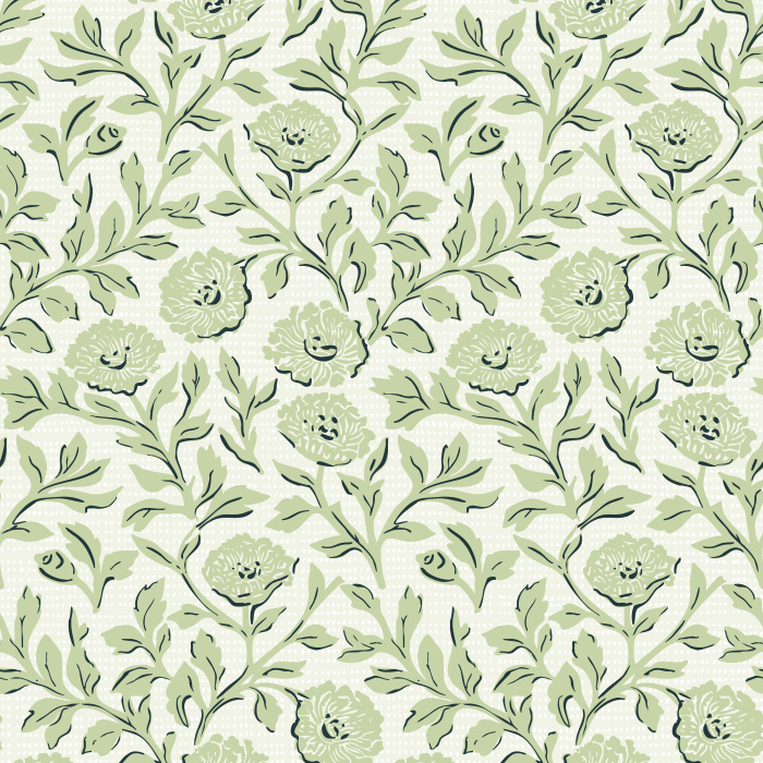 Woodcut Floral wallpaper features a detailed, vintage-inspired floral pattern in soft mauve and cream, evoking the charm of hand-carved woodblock prints.