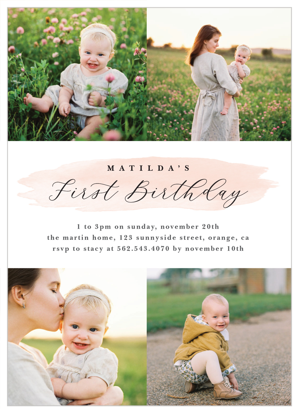 Cutely Surrounded First Birthday Invitations