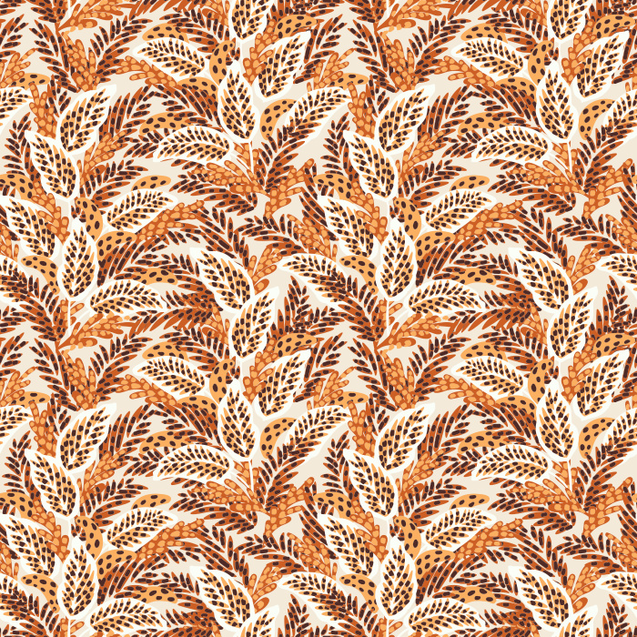 Camouflage Leaves wallpaper features a lively blend of olive green, sage, and muted mauve leaves on a cream background, creating an organic, botanical pattern.