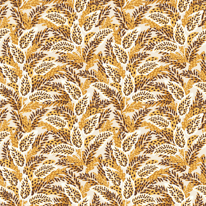 Camouflage Leaves wallpaper features a lively blend of olive green, sage, and muted mauve leaves on a cream background, creating an organic, botanical pattern.